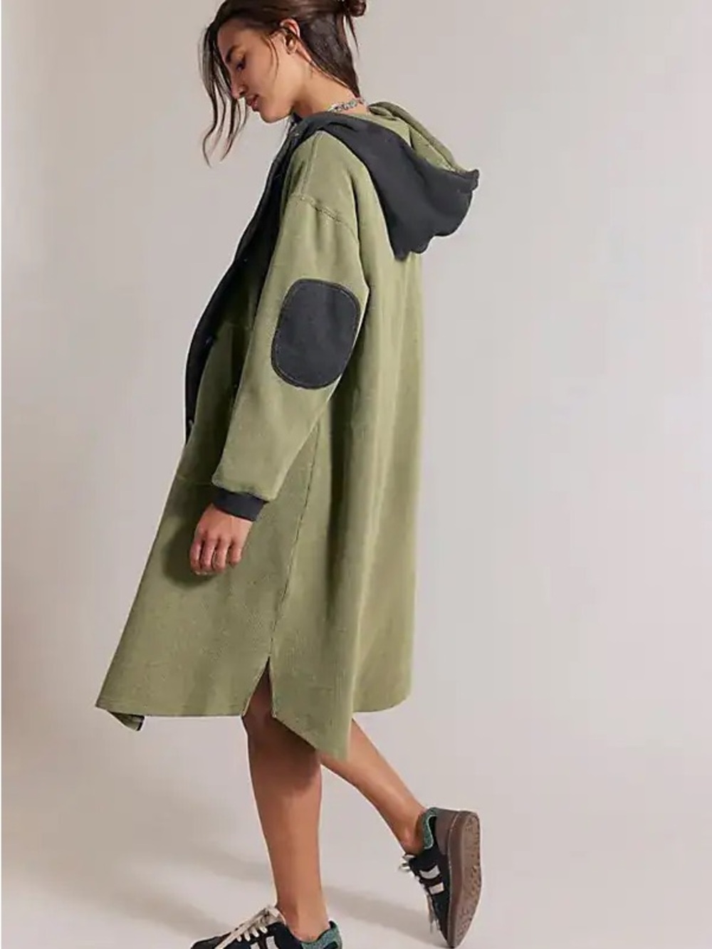 NWT Free People Tomorrows Olive Green Hooded Long Sweatshirt Cardigan